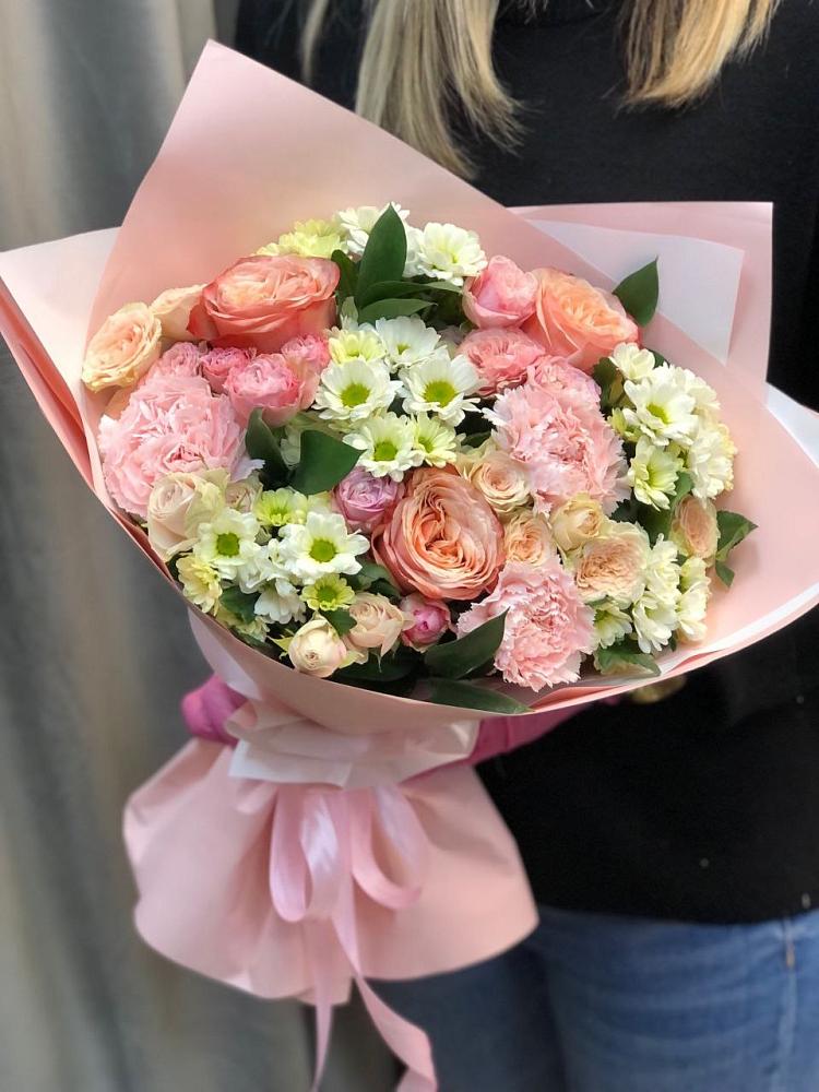 Букет цветов из: Гвоздики, Розы и Хризантемы в Татарино