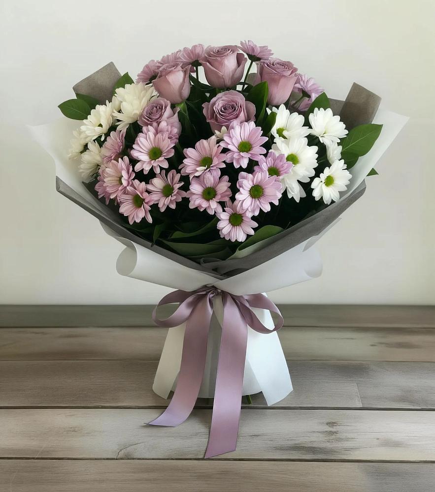 Букет цветов из: Хризантемы и Розы в Татарино