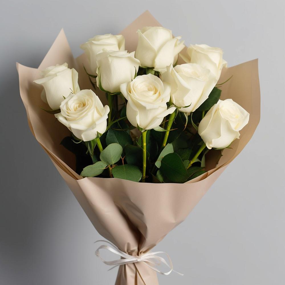 Букет 9 Белых роз Эдлесс Лав в Татарино