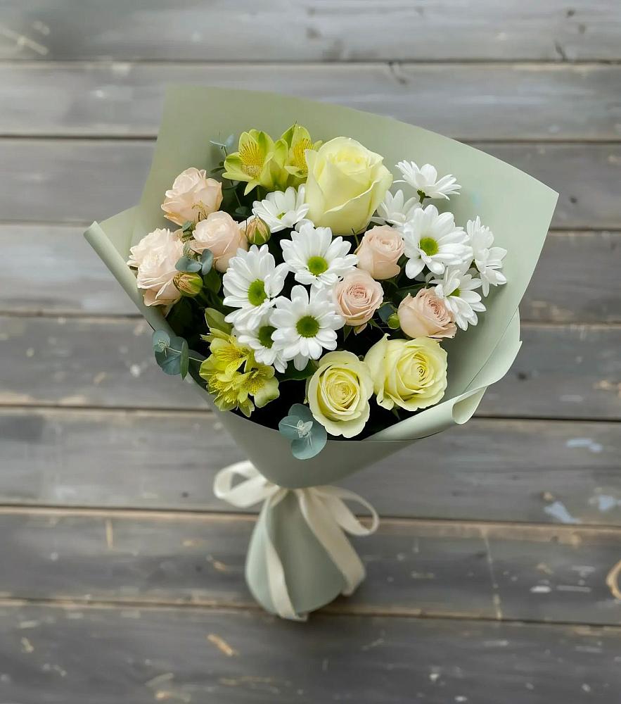 Букет цветов из: Альстромерии, Розы и Хризантемы в Татарино