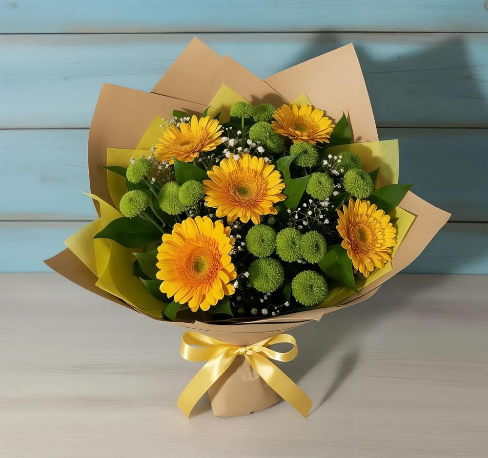 Букет цветов из: Герберы и Хризантемы в Татарино