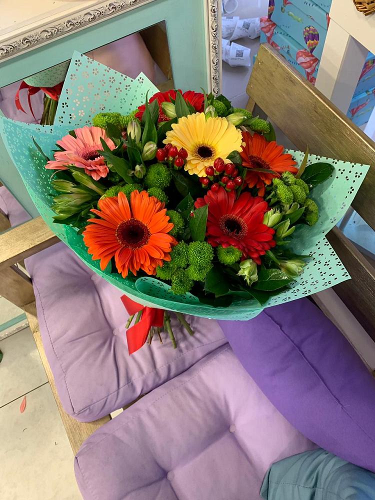 Букет цветов из: Герберы, Хризантемы и Альстромерии в Татарино