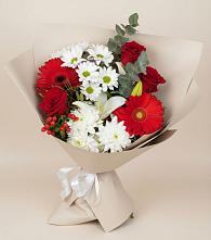 Букет цветов из:  Розы, Хризантемы, Герберы и Лилии в Татарино
