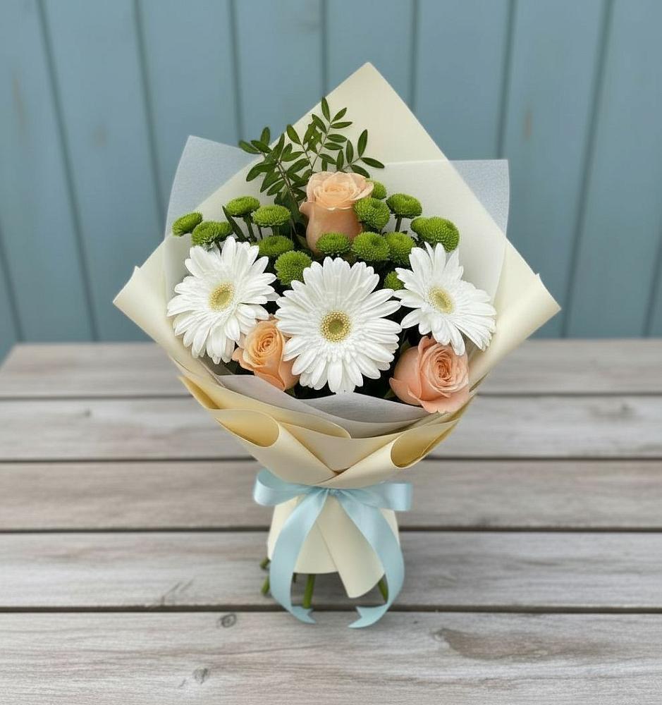 Букет цветов из: Герберы, Розы и Хризантемы в Татарино