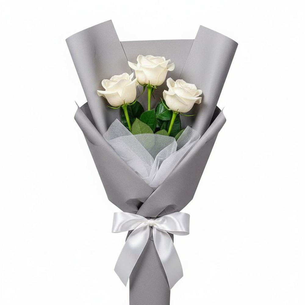 Букет 3 белые розы в Татарино