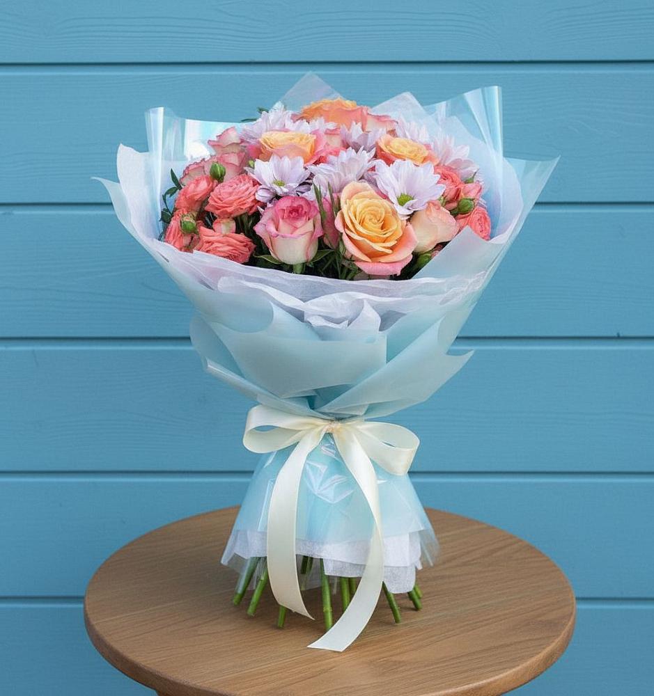 Букет цветов из: Хризантемы и Розы в Татарино