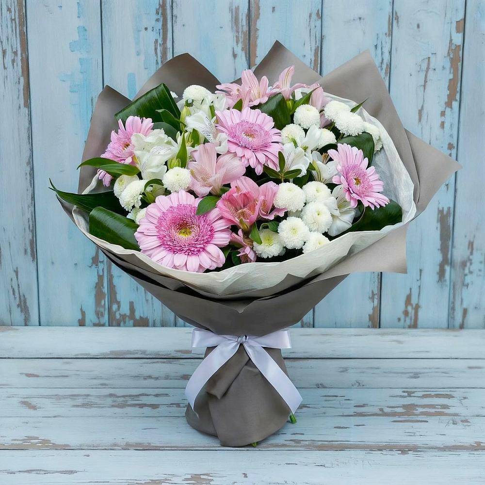Букет цветов из: Герберы, Альстромерии и Хризантемы в Татарино