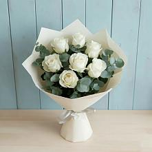Букет Белые розы в Эвкалипте в Татарино