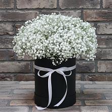 Цветочная композиция из Гипсофила в шляпной коробке в Татарино