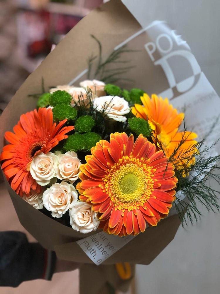 Букет цветов из: Герберы, Хризантемы и Розы в Татарино